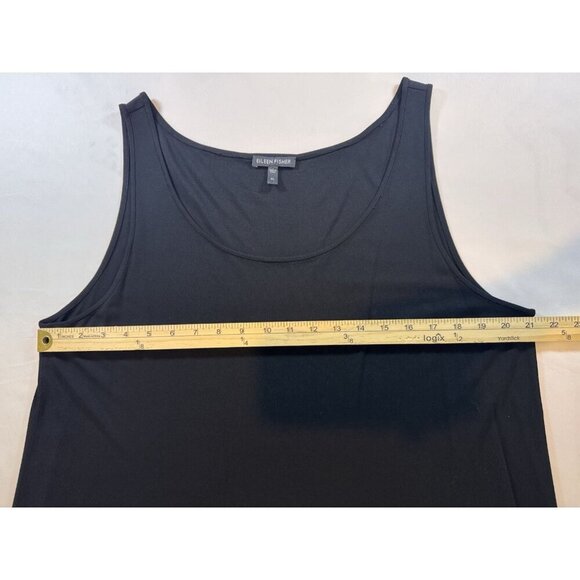 SOLD Eileen Fisher Tank Top Size XL 100% Silk $98 Black Scoop Neck Stretch - Picture 4 of 11